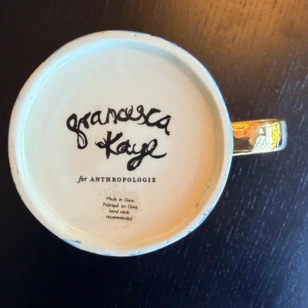 Anthropologie x Francesca Kaye Hand Painted Red, Blue, and Gold Tulip Mug - Picture 5 of 5